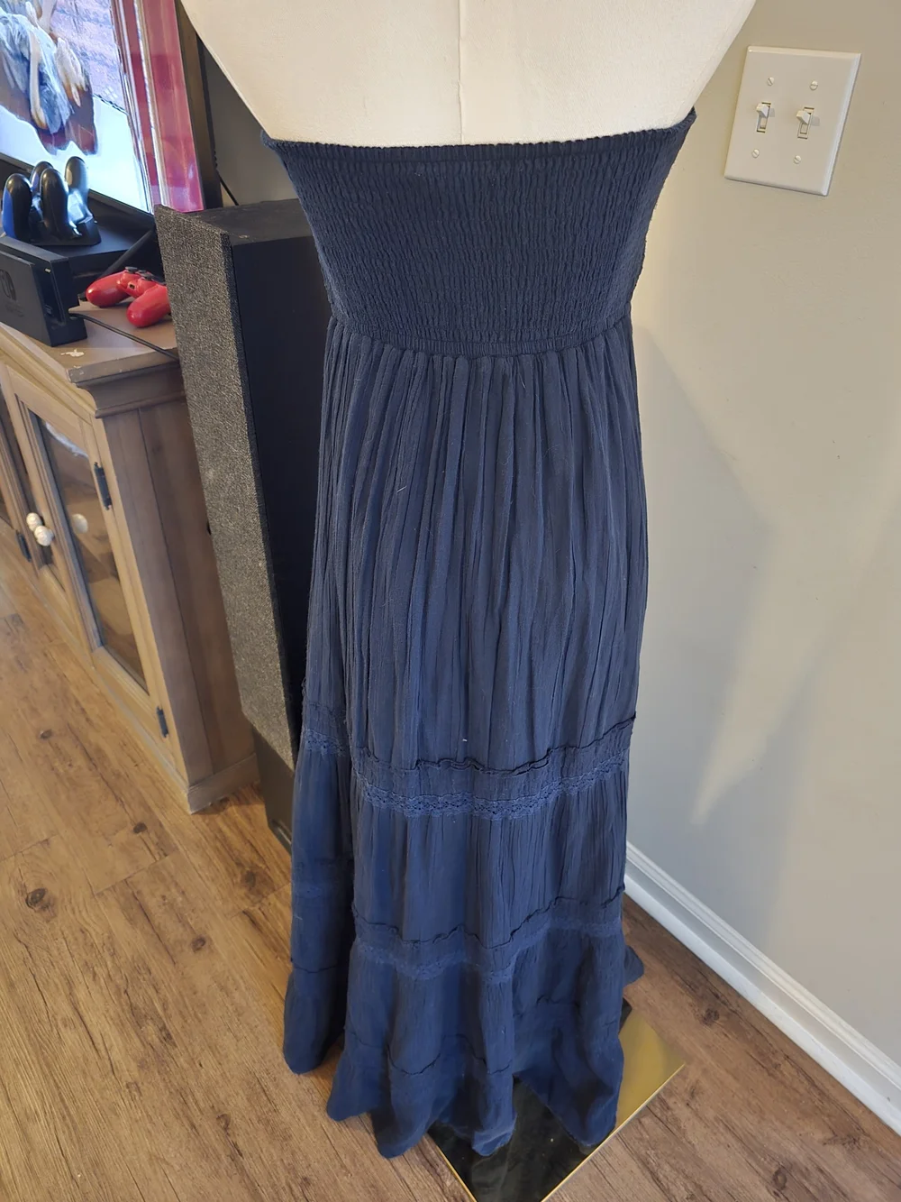 Abercrombie & Fitch Navy Vintage Y2K Strapless Maxi Dress